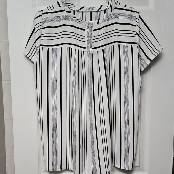 LOFT Tops - LOFT Black and White Striped Blouse